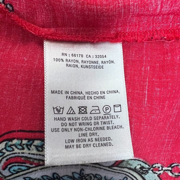 Maeve Anthropologie Shirt Women 4 Red Clock Long Sleeve Whimsy Button Down Top - Picture 11 of 12